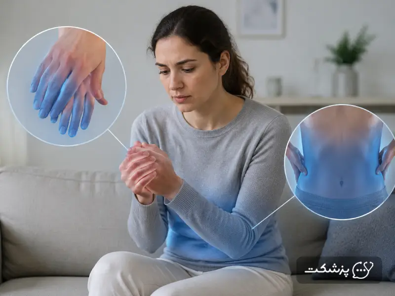 زن جوان با احساس سرما در بدن